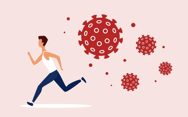 Coronavirus dangereux covid19 cellules chassant l'homme concept — Image vectorielle