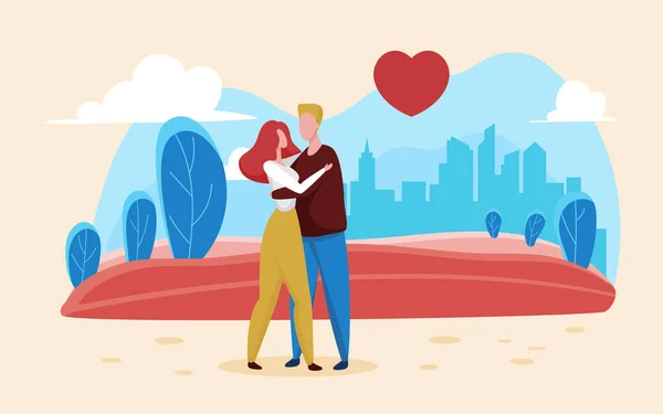 День Святого Валентина концепція любові з щасливими романтичними коханцями — стоковий вектор