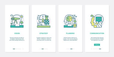 Vizyondaki beyin süreçleri, planlama iş stratejisi, UX, UI mobil uygulama sayfası ekranı