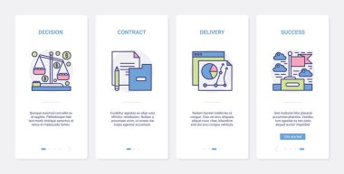 Son karar, iş başarısı sözleşmesi UX, UI mobil uygulama sayfa seti