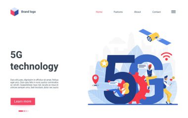 5G ağ modern iniş sayfası ağ kullanıcıları, telekomünikasyon sistemi kavramı
