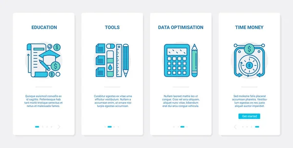 Business Analytics, Finanzoptimierung UX, UI onboarding mobile app page screen set — Stockvektor