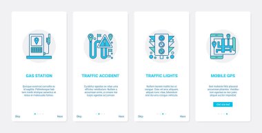 UX telefonunda GPS harita çizgisi navigasyon servisi, mobil uygulama sayfası ayarlı UI