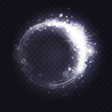 Gümüş parıltılı kıvılcım yüzüğü, ışık çerçeve efekti, parlak parıltılı kıvrımlı çizgiler.