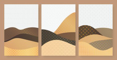 Soyut, çağdaş, estetik çöl alanları geometrik şekilli duvar dekorasyonlu doğa manzarası.
