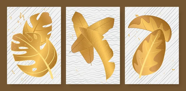 Tropiska gyllene blad som för sociala medier berättelser, lyx abstrakt guld palm löv vägg bild dekoration — Stock vektor