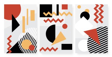 Geometrik şekiller dizili soyut minimal desen, modayı takip eden geometri duvarı sanat tasarımı