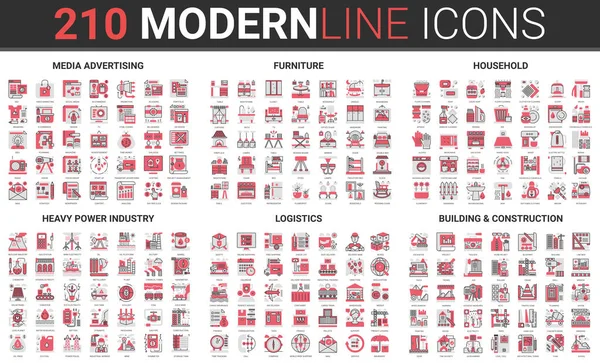 Möbel für den Haushalt, Hochbau, Medienwerbung, Ikonen der Schwerindustrie — Stockvektor