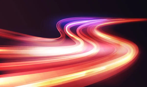 Light speed motion trail, blur streak effect, long exposure fast car transport lights — Stock vektor