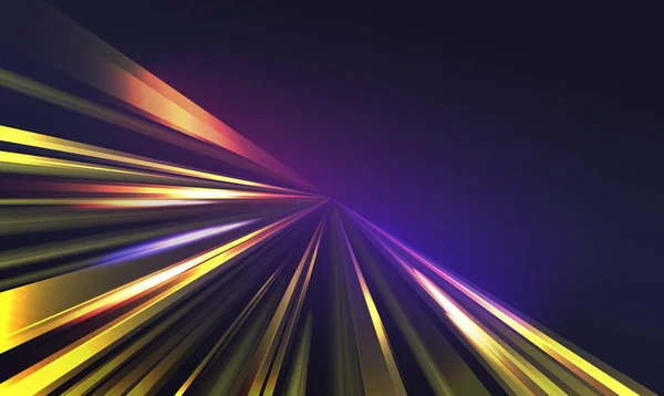 光速交通汽车信号弹效应，抽象快速发光运动在夜市道路上的应用 — 图库矢量图片
