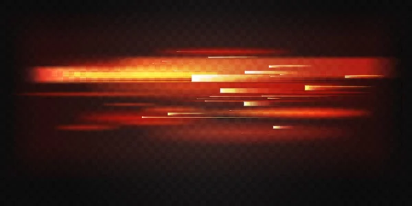 Rood licht snelle beweging, snelheidslijnen beweging abstract effect, horizontale wazige textuur — Stockvector