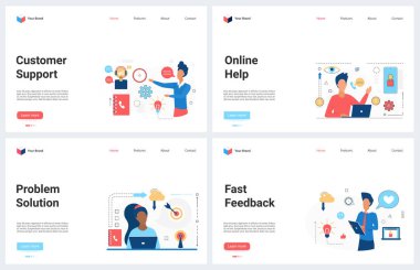 Çevrimiçi müşteri destek servisi, yardım hattı çağrı merkezi için modern konsept iniş sayfası