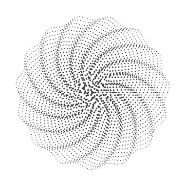 Dinamik siyah yarım ton noktalar, beyaz arkaplan çizimi üzerinde izole edilmiş arka plan, bilim, teknoloji veya modern grafik projeleri için mükemmel dairesel bir şekil oluşturur.