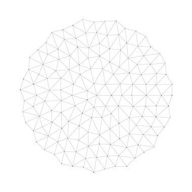 Soyut geometrik kablo örgüsü, beyaz arkaplan vektör illüstrasyonunda izole edilmiş arka plan, teknoloji, bilim veya modern grafik projeleri için ideal dairesel çokgen desen oluşturur.