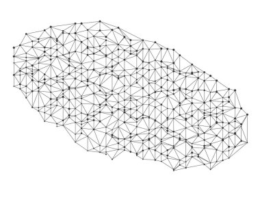 Bağlı siyah çizgiler ve noktalar tarafından oluşturulan soyut izometrik elips platformu, beyaz arkaplan vektör illüstrasyonunda izole edilmiş dijital ağı, veri görselleştirmesini veya teknoloji konseptini temsil eder