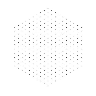 Geometrik izometrik nokta ızgarası, beyaz arkaplan vektör ilüstrasyonunda izole edilmiş üç boyutlu çizim, teknik tasarım veya matematik arkaplanı için ideal bir elmas altıgen şekli oluşturur.