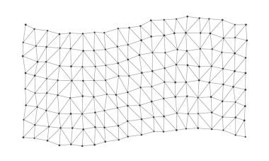 Abstract geometric mesh with diamond wave pattern and deformed grid lines perfect for backgrounds, technology, science, or digital design projects vector illustration