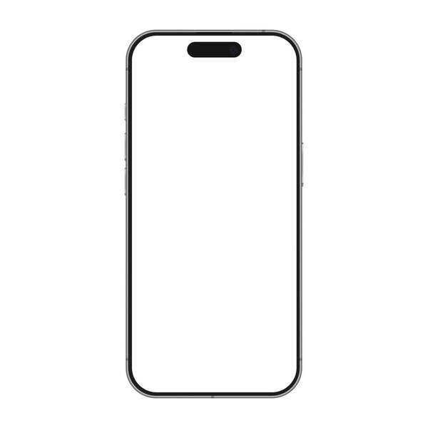 Realistic vector mockup phone for visual advertisment ui app demonstration. High quality premium realistic newest version of smartphone with blank white screen isolated
