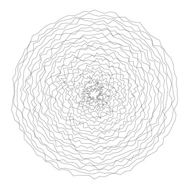 Düzensiz dalgalı çizgileri olan soyut eşmerkezli yörünge deformasyonu, arka plan, bilim veya modern tasarım projeleri için mükemmel, beyaz arkaplan vektör çiziminde izole edilmiş.