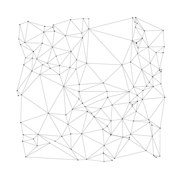 Arkaplan, teknoloji, bilim veya dijital tasarım projeleri için beyaz arkaplan çizimi üzerinde izole edilmiş, birbirine bağlı noktalar ve çizgilerle minimal çokgen kablo örgüsü