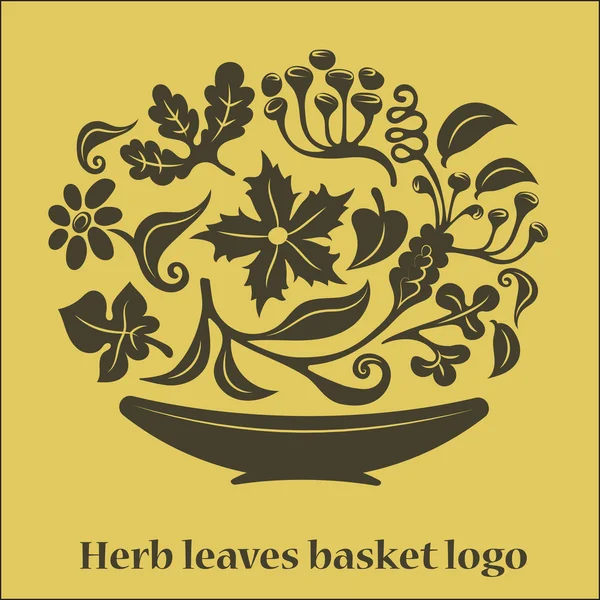 Blume Blätter Korb Logo — Stockvektor