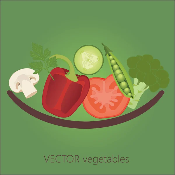 Légumes dans la plaque isoler avant — Image vectorielle