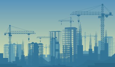 Banner illustration of buildings under construction in process clipart