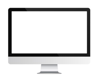 Bilgisayar göstermek izole boş beyaz ekran ile. Vektör çizim