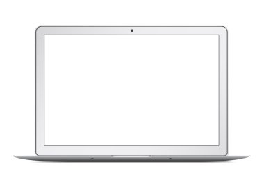 Modern ince dizüstü bilgisayar, dizüstü bilgisayar veya izole ultrabook. Vektör çizim.