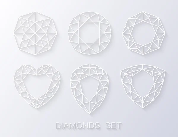 Élégant style papier diamants icônes logo serti. Illustration vectorielle — Image vectorielle