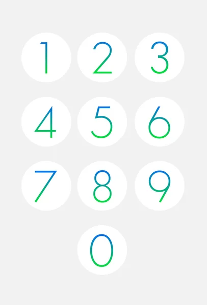 Dünne Zahlen Symbole gesetzt. Tasten isoliert. Vektorillustration. — Stockvektor