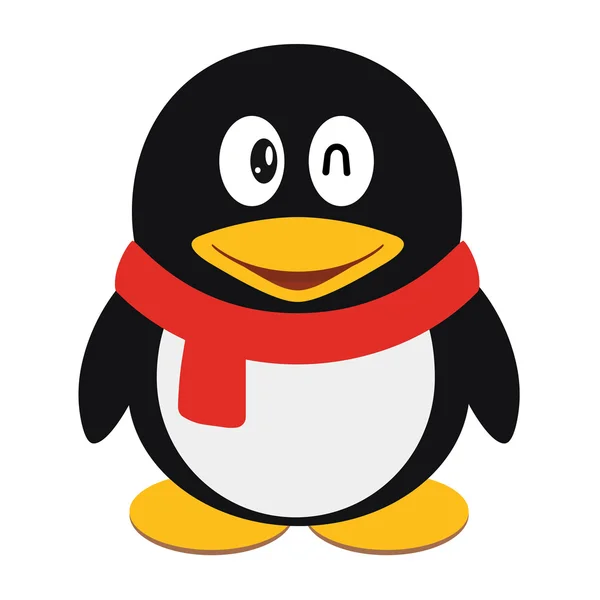 Ícone de vetor ilustração de um pinguim bonito desenho animado com cachecol isolado —  Vetores de Stock