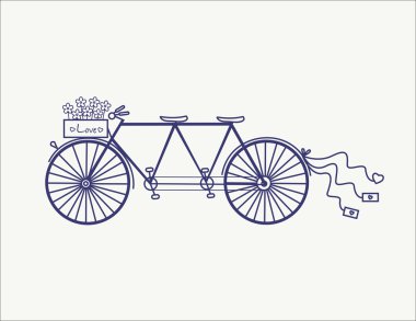 Düğün Vintage tandem Bisiklet vektör simge llustration izole