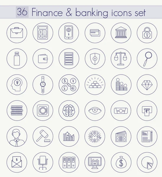 Набор значков "Векторное финансирование и банковский контур". Дизайн тонкой линии . — стоковый вектор
