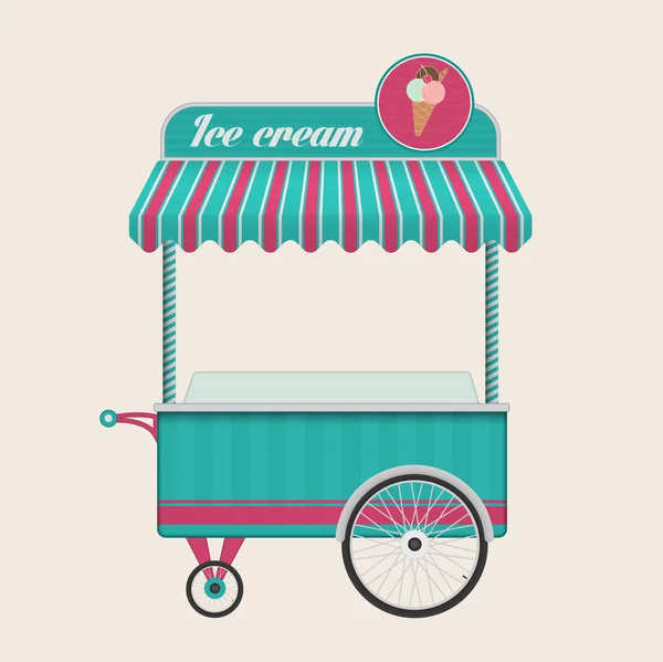Vintage ice cream cart bus vector illustration. — Stock Vector