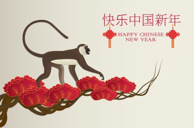 Chinese Zodiac New Year  2016. Year of monkey design concept. clipart