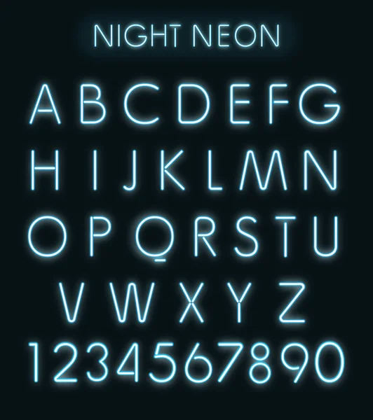 Alphabet néon bleu clair dans l'obscurité — Photo