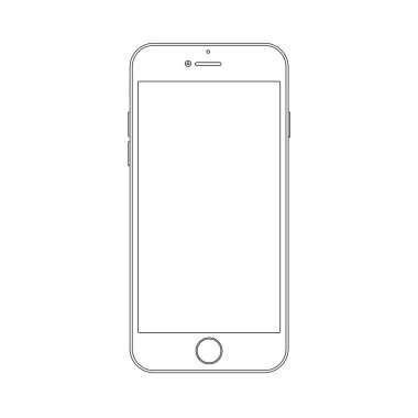 Çizim smartphone anahat. Zarif ince çizgi stil tasarım.