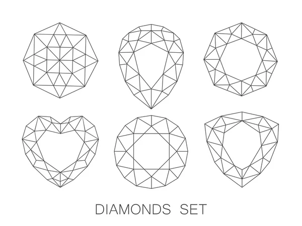 Элегантная линия алмазов иконки логотип набора. Векторная иллюстрация — стоковый вектор