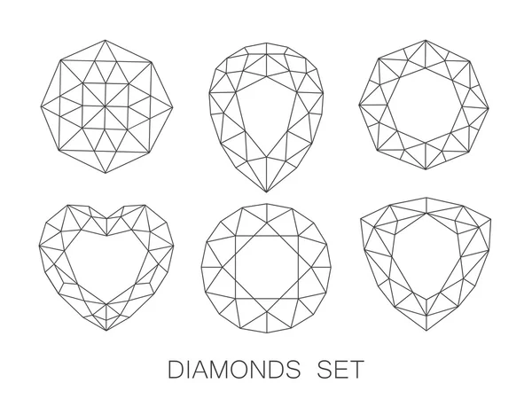 सुरुचिपूर्ण रेखा हीरे प्रतीक लोगो सेट। वेक्टर चित्र — स्टॉक वेक्टर