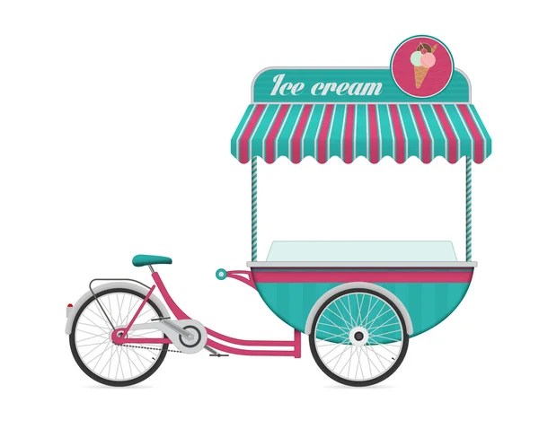 Vintage ice cream bicycle cart bus vector illustration. — Stock Vector