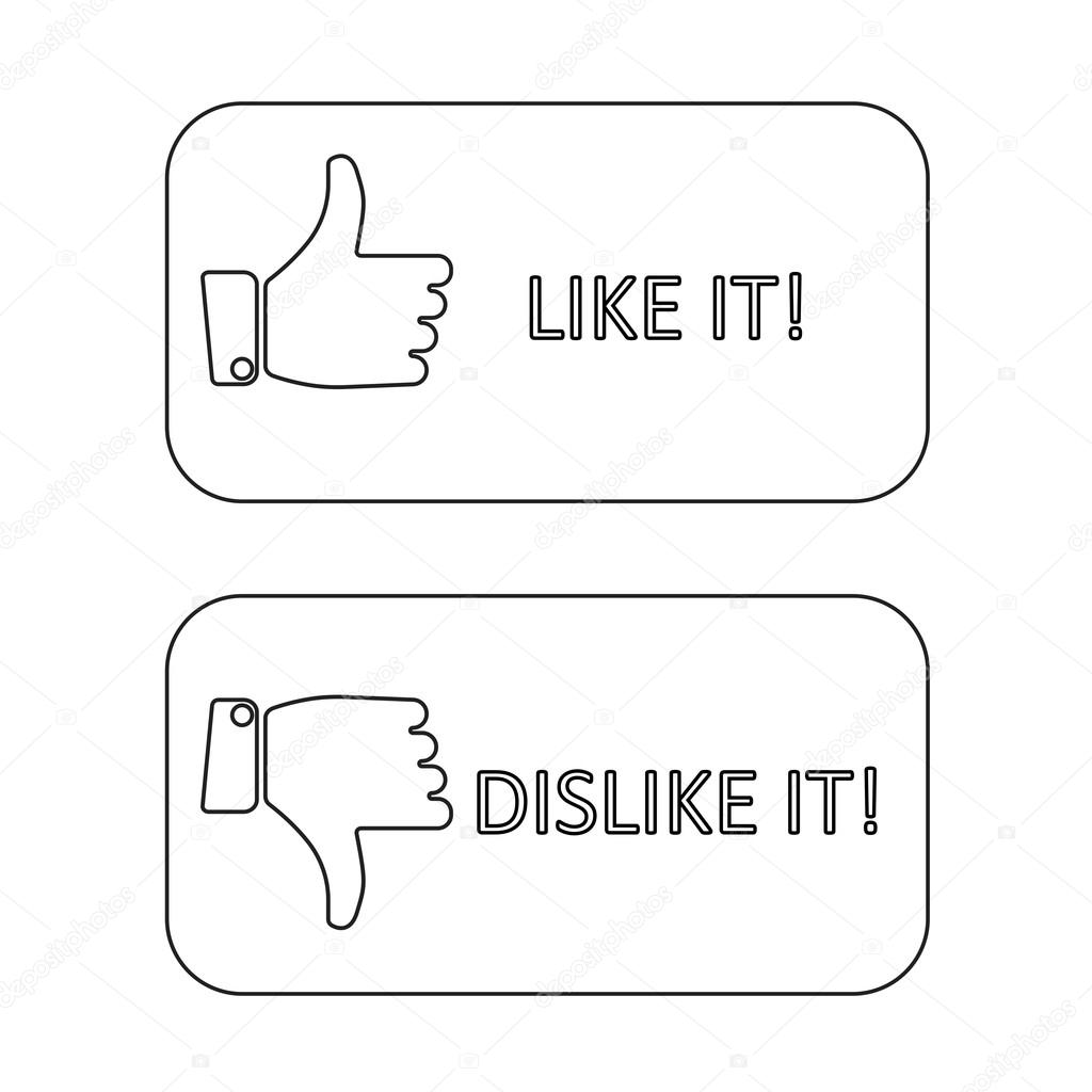 like it and dislike symbol line style button isolated