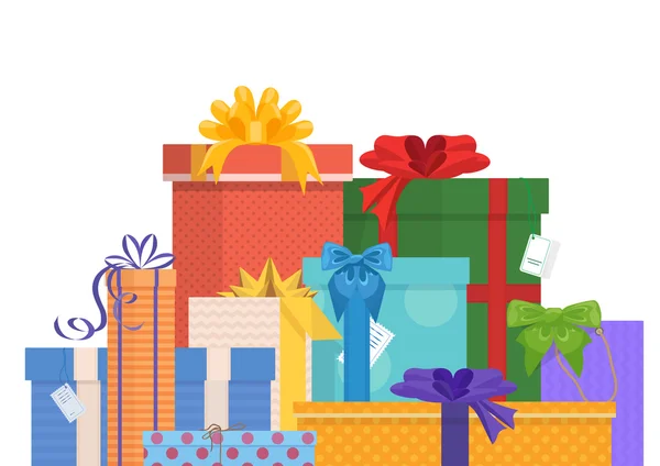 Geburtstag und Weihnachten verpackte Geschenkpakete. — Stockvektor