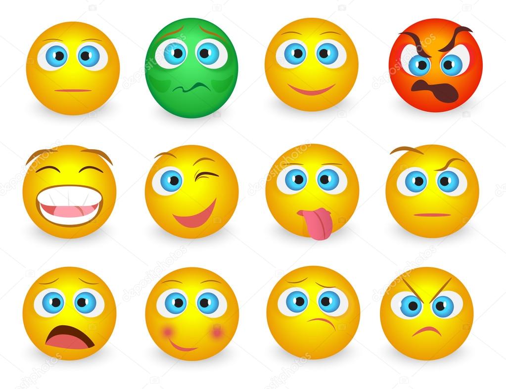 Set of Emoji emoticons face icons isolated. Vector illustration