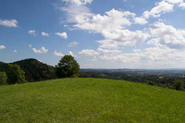 Grüne Hügel vor blauem Himmel — Stockfoto