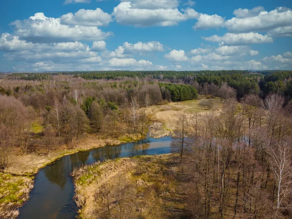 Низький Політ Над Маленькою Річкою Грабія Польща — стокове фото