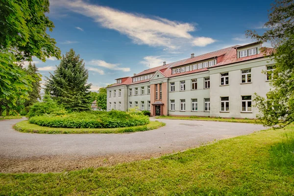 Historic agricultural school building in the city of Sedziejowice, Poland.