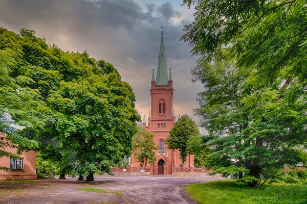 Historický Starý Katolický Kostel Obci Borszewice Polsko — Stock fotografie
