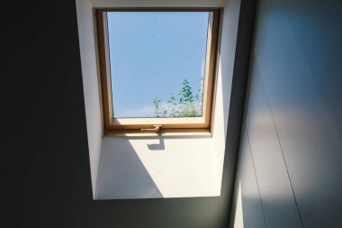 Kapalı çatı pencereleri ve tavanı.