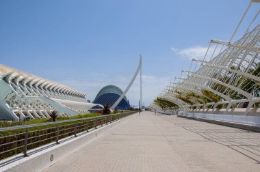 Sanat ve bilim şehri. Heykel tasarımı. Seyahat güzergahı. Valencia geometrik mimarisi bir dönüm noktası. Geometrik mimari gezisi. Turistik şehir sanat bilimi. Valencia 'ya git..